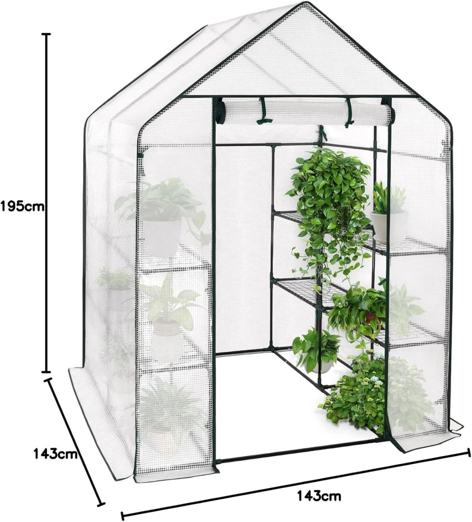 Serra da Giardino con Telo in PE Vivaio per Piante Fiori da Balcone e Terrazzo Bianco