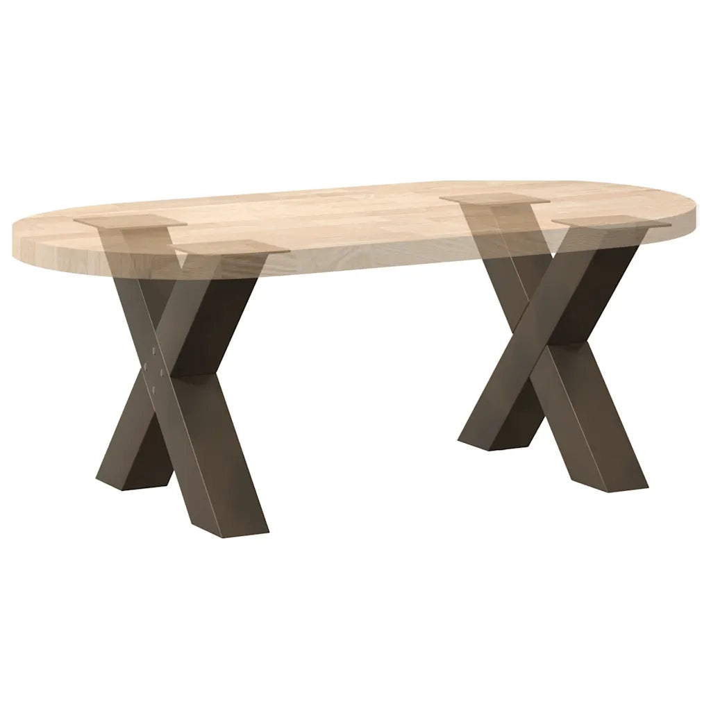 Gambe per Tavolino da Caffè a Forma di X 2 pz Acciaio Naturale 60x(42-43) cm Acciaio 4012963