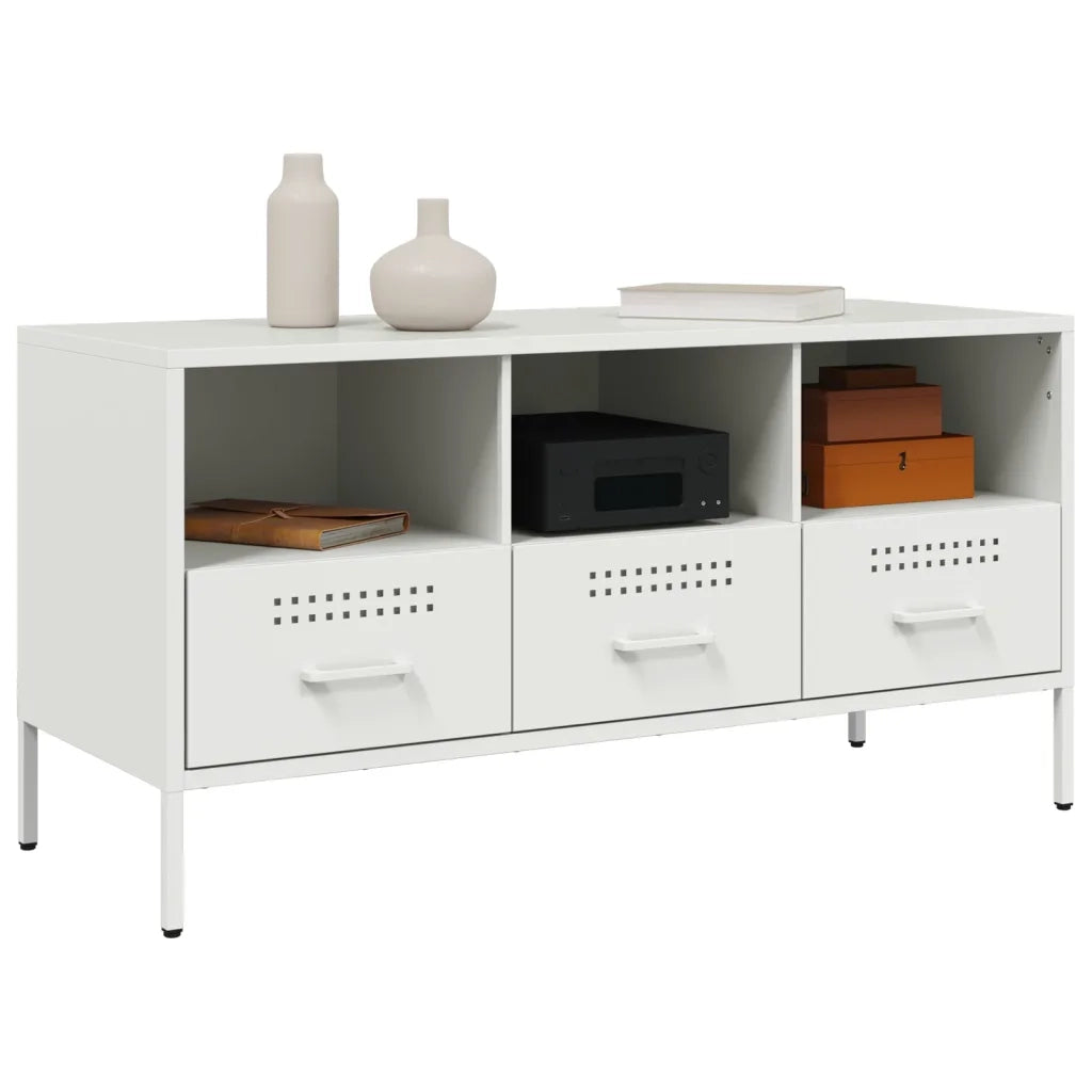 Mobile TV Bianco 100,5x39x50,5 cm in Acciaio 843041
