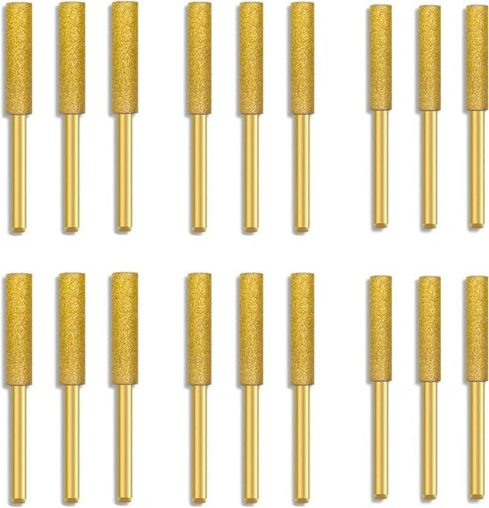 18 Pz Diamante Cassetta di Lame di Taglio a Catena Pietre di Affilatura Pietra di Affilatura Rapida Facile Strumento di Affilatura Pietre Burr Hoge Durezza Affilatura Pietra Resistenza 4mm 4.8mm 5.5mm
