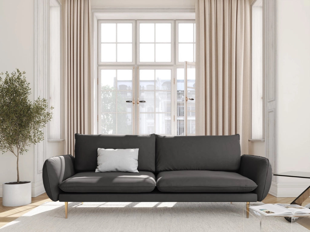 Cosmopolitan Design - Divano "Vienna" 3 posti in velluto grigio scuro 