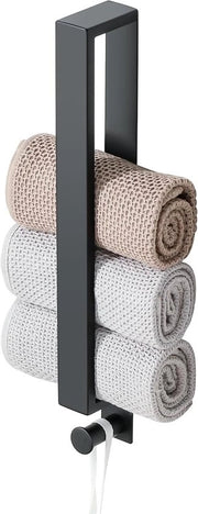 Maniglione per asciugamano senza foratura, asciugamani adesivi con gancio, 40CM piano nero, maniglione per asciugamano in acciaio inossidabile SUS304, ideale per bagno e cucina