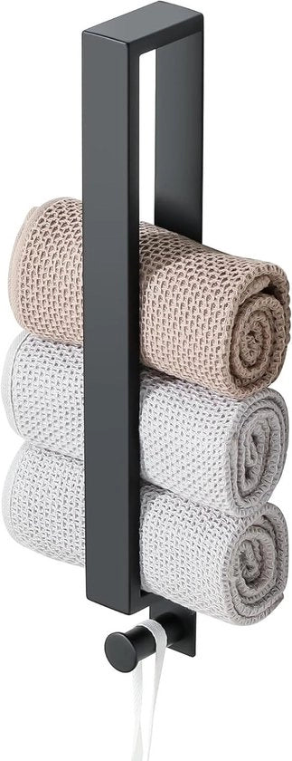 Maniglione per asciugamano senza foratura, asciugamani adesivi con gancio, 40CM piano nero, maniglione per asciugamano in acciaio inossidabile SUS304, ideale per bagno e cucina