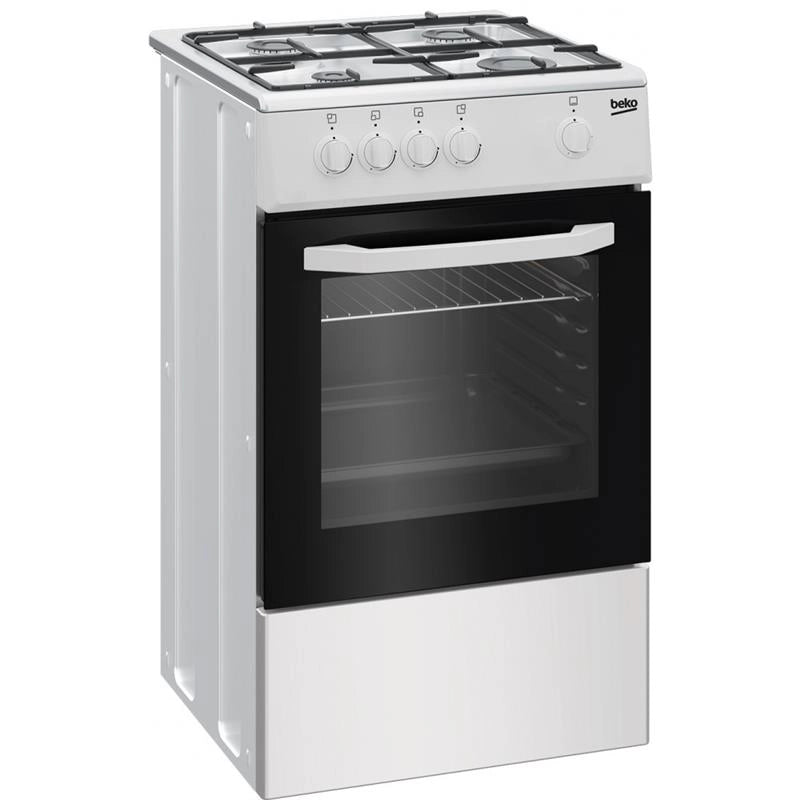 BEKO CSG42001FW CUCINA LIBERA INSTALLAZIONE 50 X 50 CM 4 FUOCHI GAS CON FORNO A GAS BIANCA COPERCHIO IN METALLO