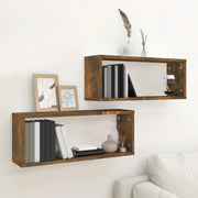 Mensole Parete Cubo 2pz Rovere Fumo 80x15x26,5cm in Multistrato 815924