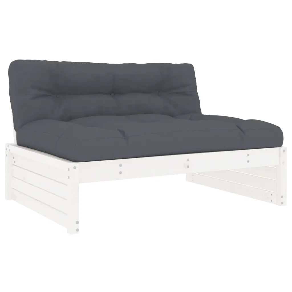 Set Divani da Giardino 5pz con Cuscini in Legno Massello Bianco 3186145