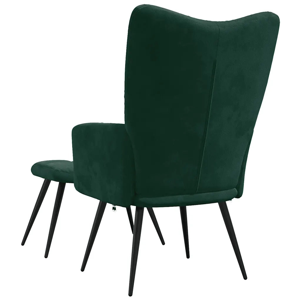 Poltrona Relax | Sedia Relax con Poggiapiedi Verde Scuro in Velluto