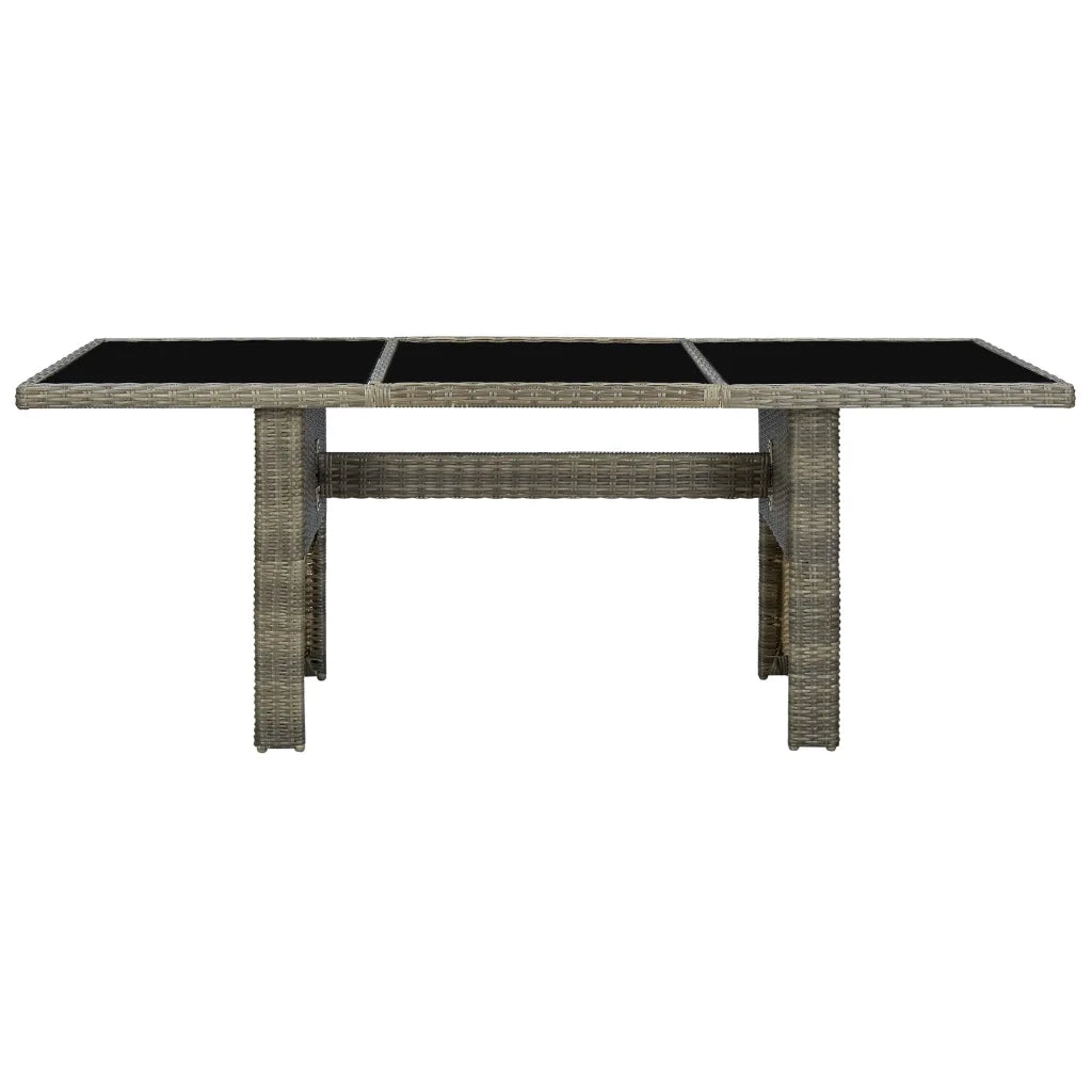 Tavolino da Giardino-Tavolo da Esterno-Tavolino da Patio Marrone Polyrattan e Vetro Temperato