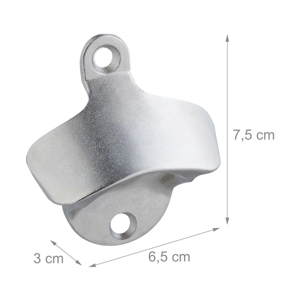 Set di 5 apribottiglie da parete pratici e di design per cucina bar giardino 8 x 5 x 3 cm in acciaio inox argentato 13_0014373