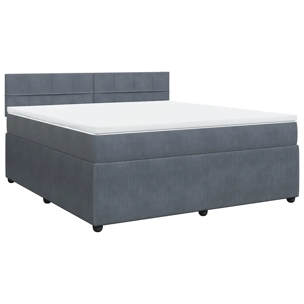 Giroletto a Molle con Materasso Grigio Scuro 180x200 cm Velluto