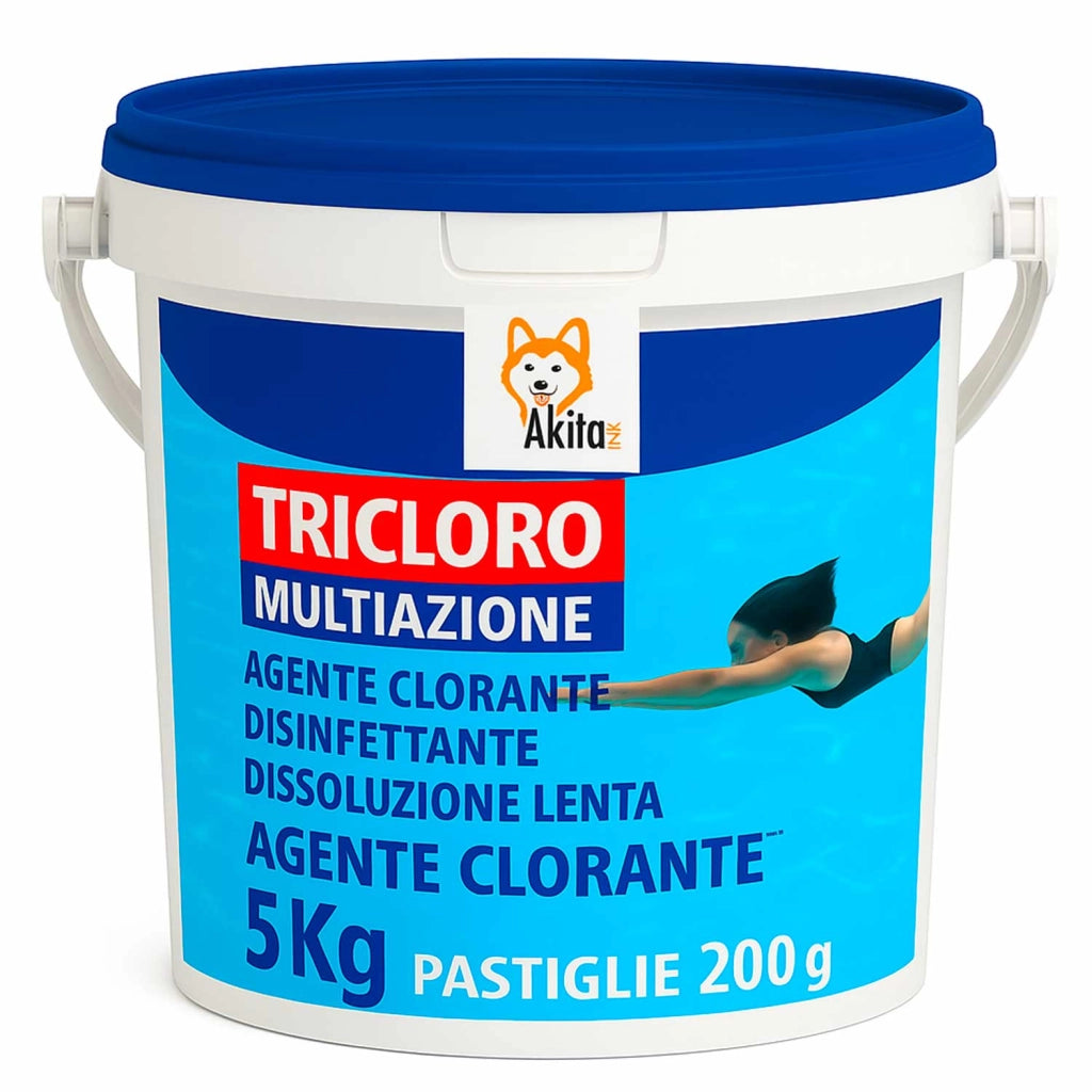 Akitaink Tricloro 90% 5 kg Pastiglie Cloro Lento da 200gr