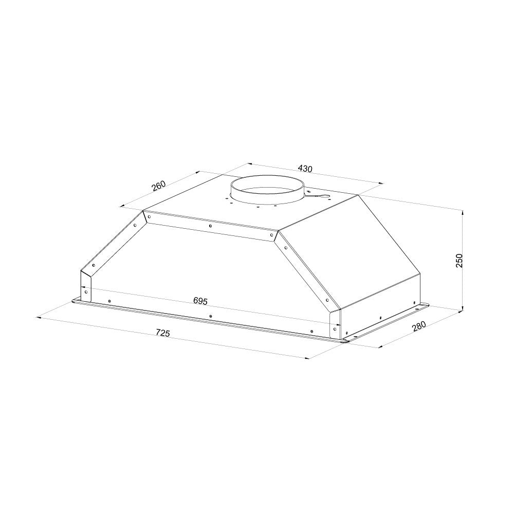 Cappa sottopensile integrata Samet Gruppo70 TB0272SAC luce led 3 livelli velocità colore silver classe D