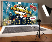 Bacheca di Supereroe 25x18m - Storia a Fumetti Città Notte Scena - Fotografia di Supereroe - Banner di Compleanno Ragazzo Bambino Festa - Doccia Bambino Studio di Ripresa Video YouTube Requisiti di Scena