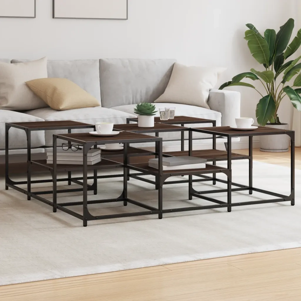 Tavolino Salotto-Tavolino da soggiorno-Tavolo Rovere Marrone 121x121x40 cm Legno Multistrato