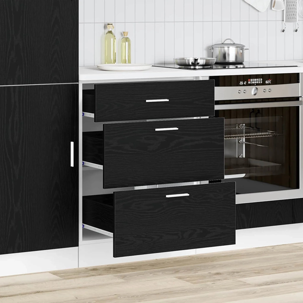 Base per Cucina Rovere Nero 60 x 46 x 81,5 cm Legno multistrato 876694