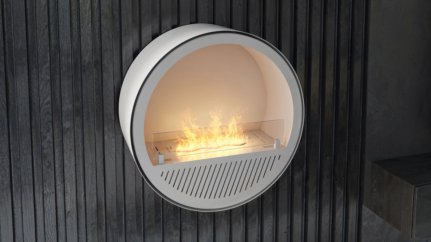 Camino a Bioetanolo da Parete Ø72,4x30 cm Incyrcle Slim Wall Bianco