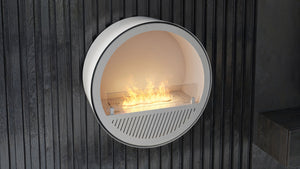 Camino a Bioetanolo da Parete Ø72,4x30 cm Incyrcle Slim Wall Bianco