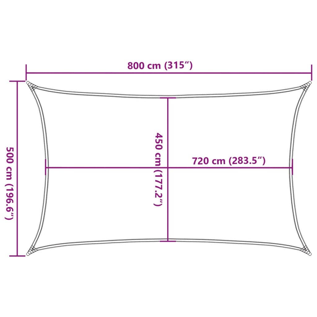 Vela Parasole 160 g/m² Rettangolare Sabbia 5x8 m in HDPE 4002050