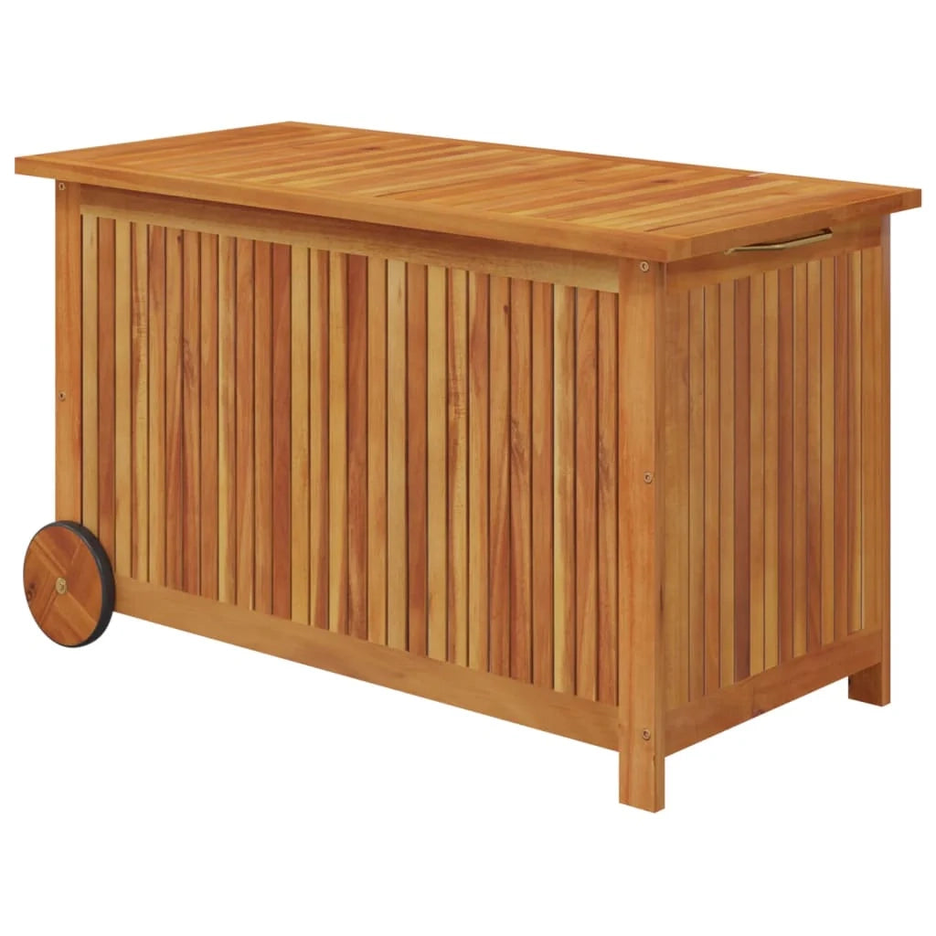 Baule da giardino con ruote 90 x 50 x 58 cm legno di acacia 02_0013067