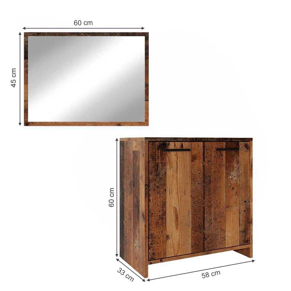 Vicco Set mobili bagno Rovere rustico 2 parti