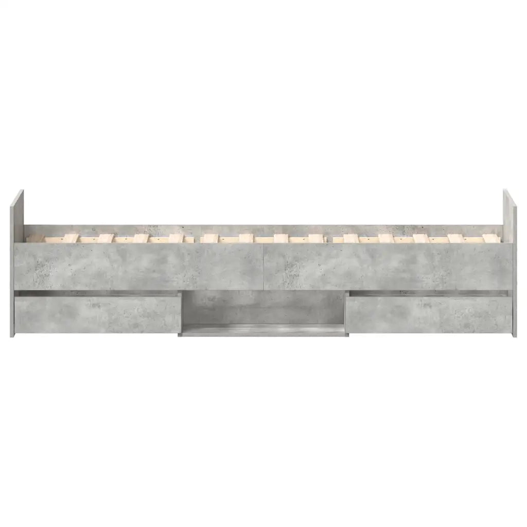 Giroletto con Testiera e Pediera-Struttura Letto Grigio Cemento 75x190 cm