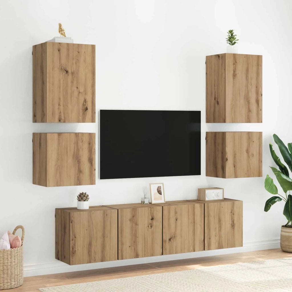 Mobiletti TV da Parete 2 pcs Rovere artigianale 40,5x30x40cm 882936