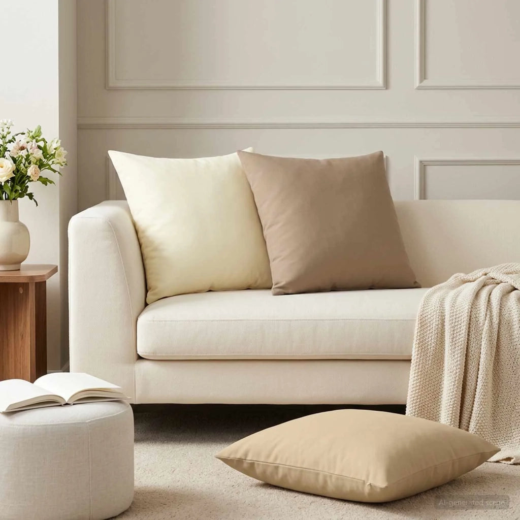 Federa 2 pcs HEERLEN Crema 60 x 60 cm Poliestere 912689