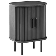 Comodino con ante scorrevole Legno scuro Gambe in metallo stile retrò camera da letto