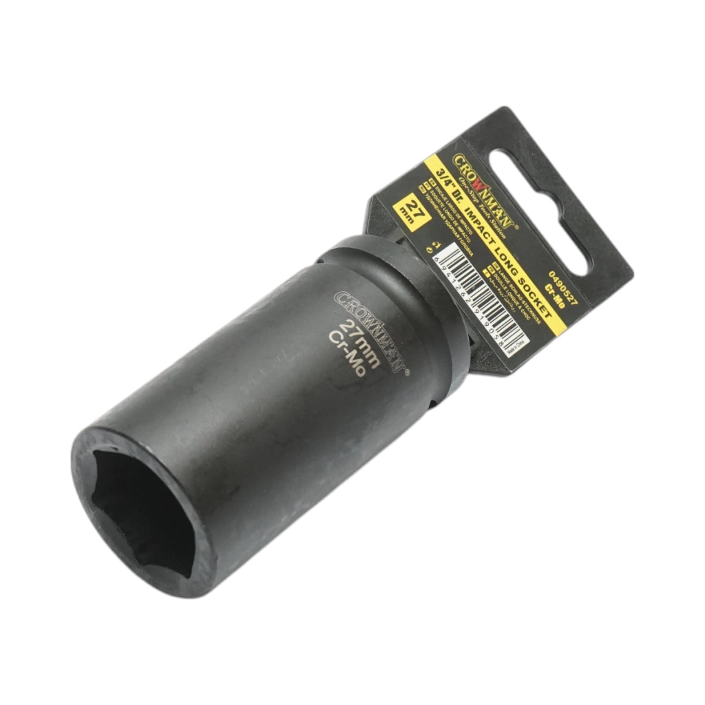Chiave a bussola a impatto Crownman da 27 mm, attacco quadro da 3/4 di pollice in acciaio Cr-Mo