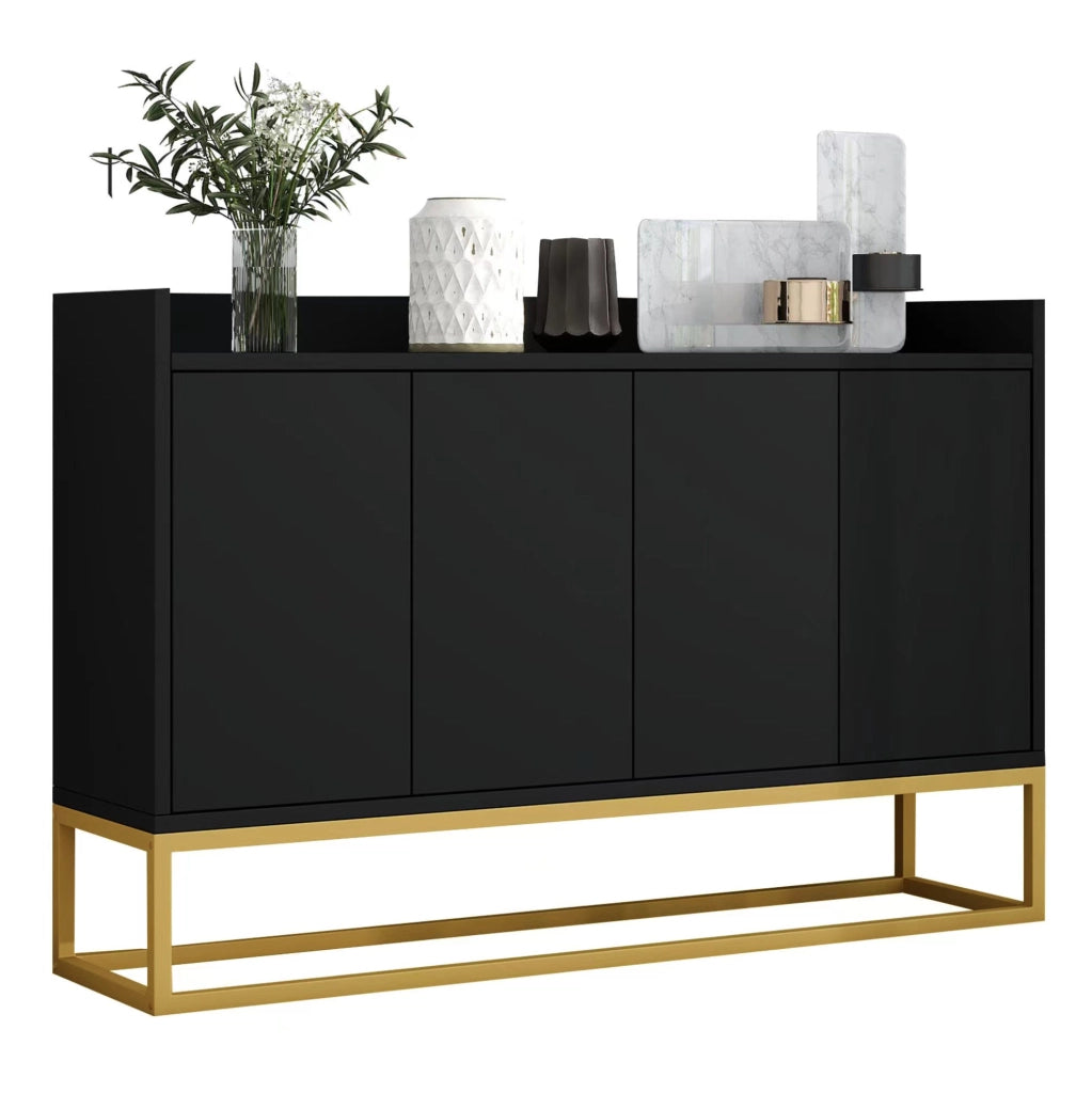 Credenza 120x30x80 cm a 4 ante; con ripiani regolabili e apertura a pressione; MDF e truciolare