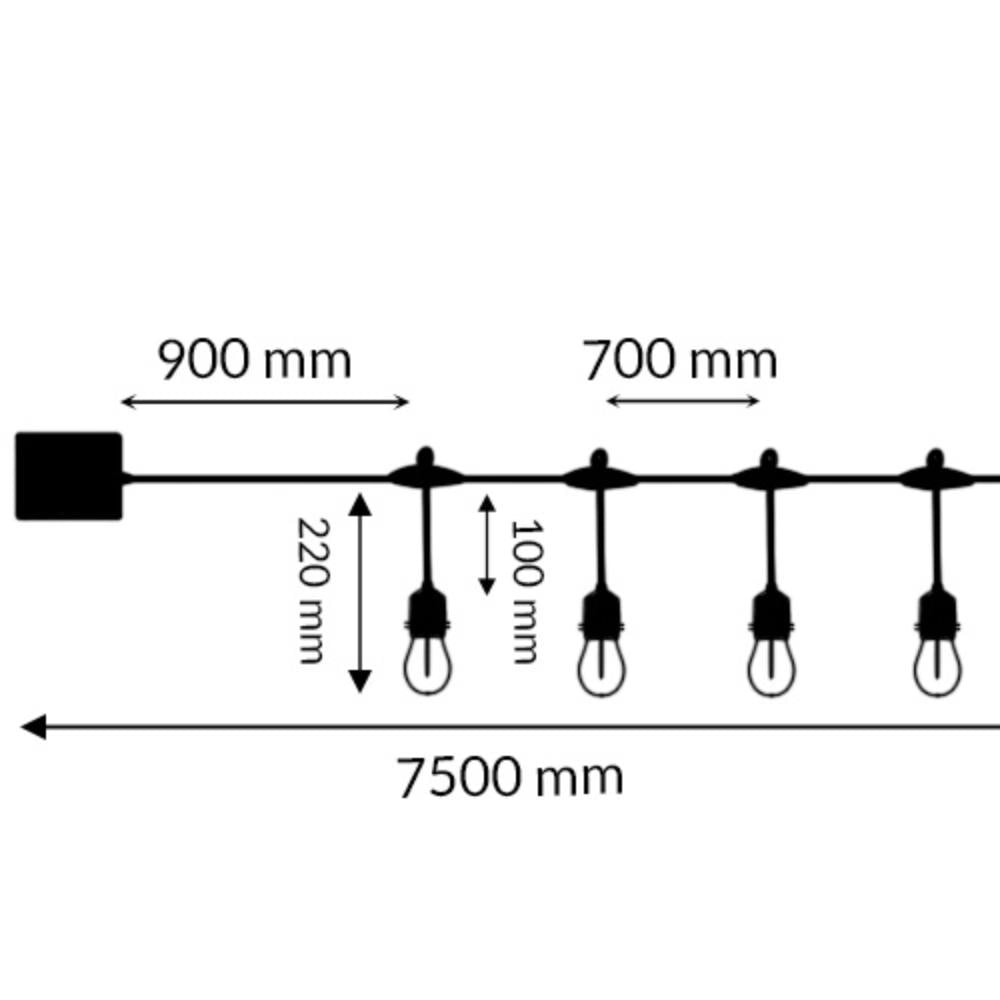 Ledme ghirlanda led solare 3w 10 lampadine e27 per esterno ip65 3000k calda