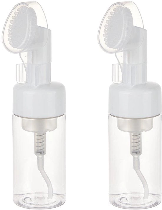 Dispensatore di schiuma 100 ml - Pomp con pennello - Schiuma siliconica - Dispensatore liquido - Formato da viaggio - Acrilico trasparente - Dispensatore di sapone