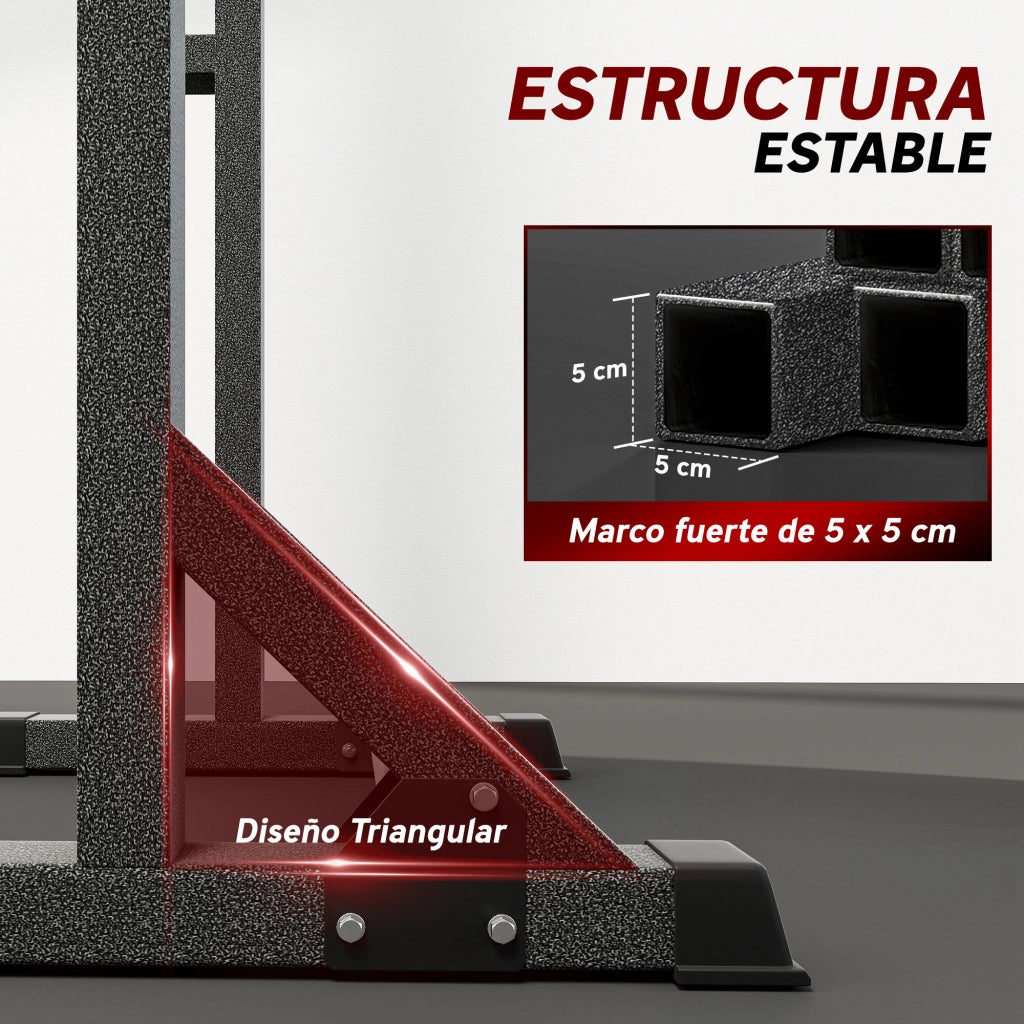 Rack per Pesistica con Anello e Altezza Regolabile ¨C Minimal ¨C Acciaio Nero 150 kg