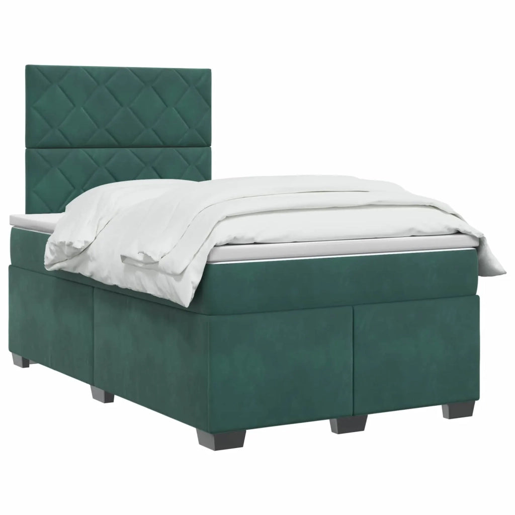 Letto box spring con materasso Verde Scuro 120 x 200 cm Velluto 3455093
