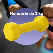 Trade Shop - Manubrio Singolo 3 Kg In Vinile Allenamento Esercizi Casa Palestra Workout Fit -