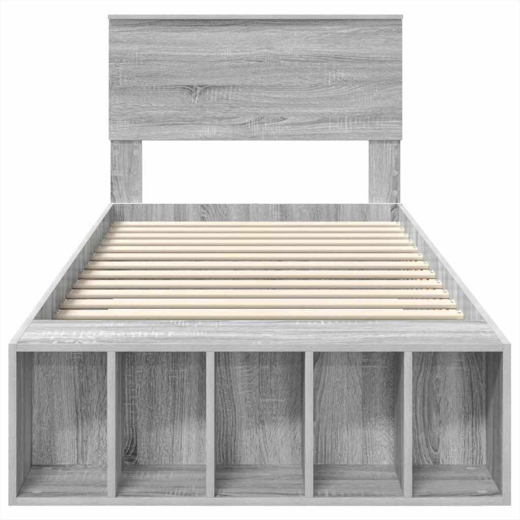 Struttura del letto con lo scaffale Grigio Sonoma 100 x 200 cm 3408401