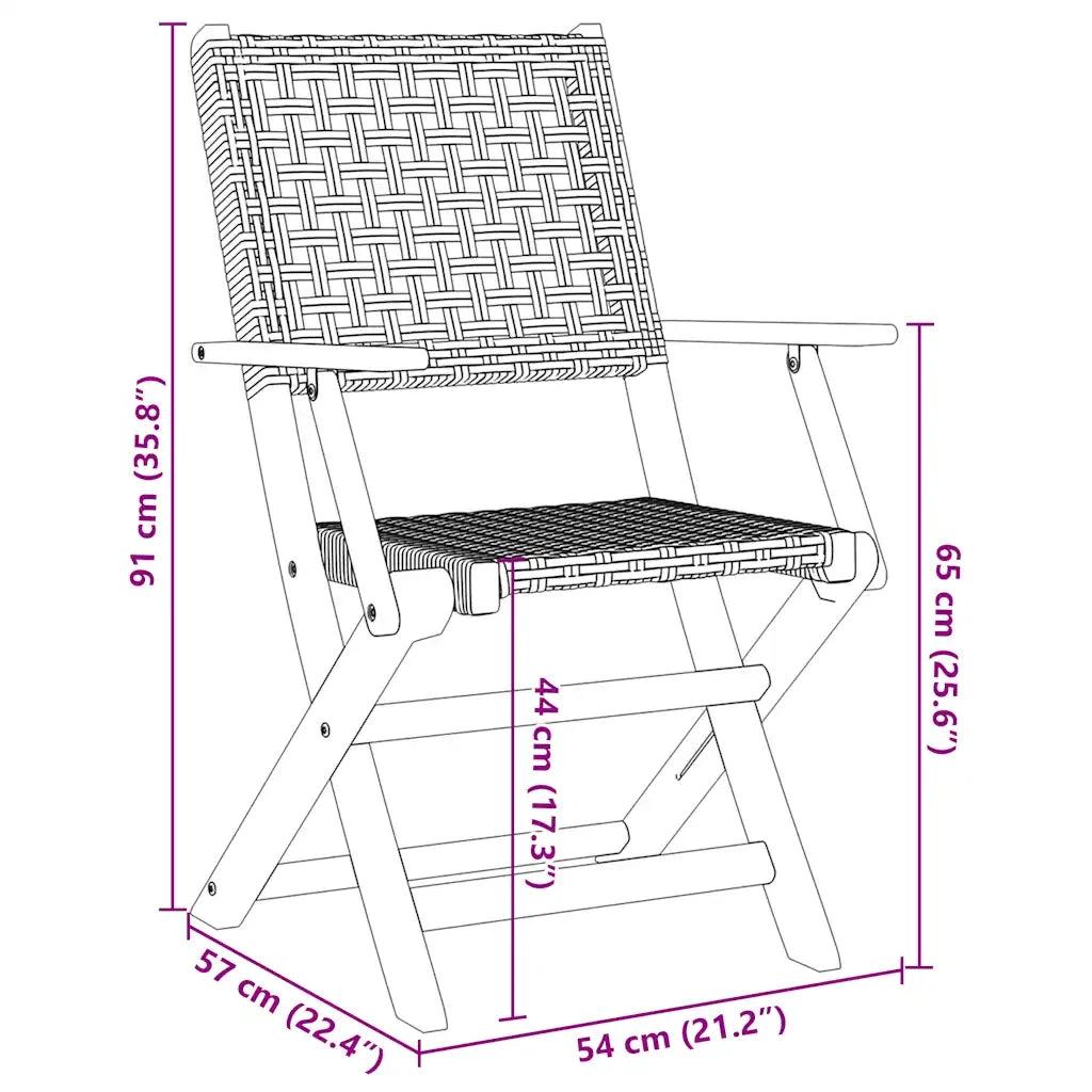 vidaXL Sedie Giardino Pieghevoli 6pz Beige Polyrattan e Legno Massello