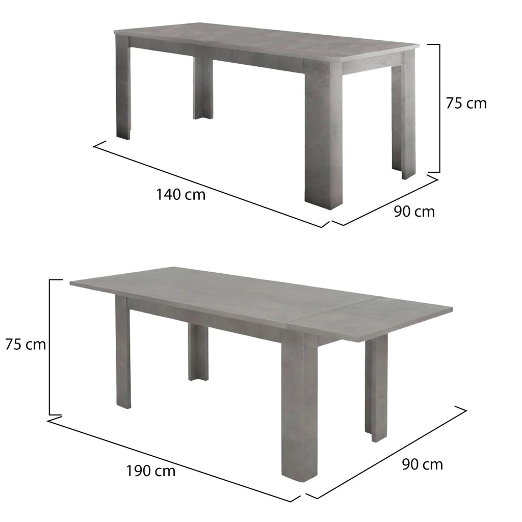 Tavolo per sala da pranzo Arizon, Made in Italy, Tavolo moderno con allunghe, Consolle allungabile, cm 140/190x90h75, Grigio Cenere