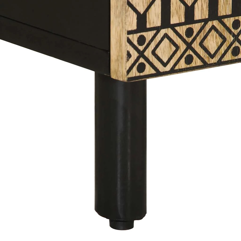 Mobiletto da bagno in legno massello di mango in stile retrò che offre un elegante spazio di archiviazione 38 x 33 x 58 cm legno nero 02_0057840