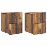 Mobiletto da notte a muro 2 pcs Legno antico 33 x 34,5 x 43 cm