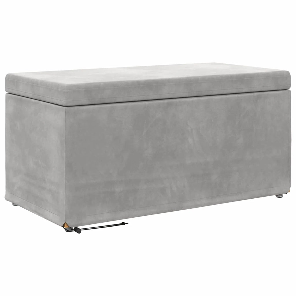 Pouf Grigio chiaro Velluto e Legno Ingegnerizzato