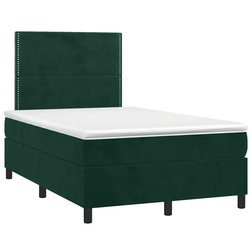 Giroletto a Molle con Materasso Verde Scuro 120x200 cm Velluto