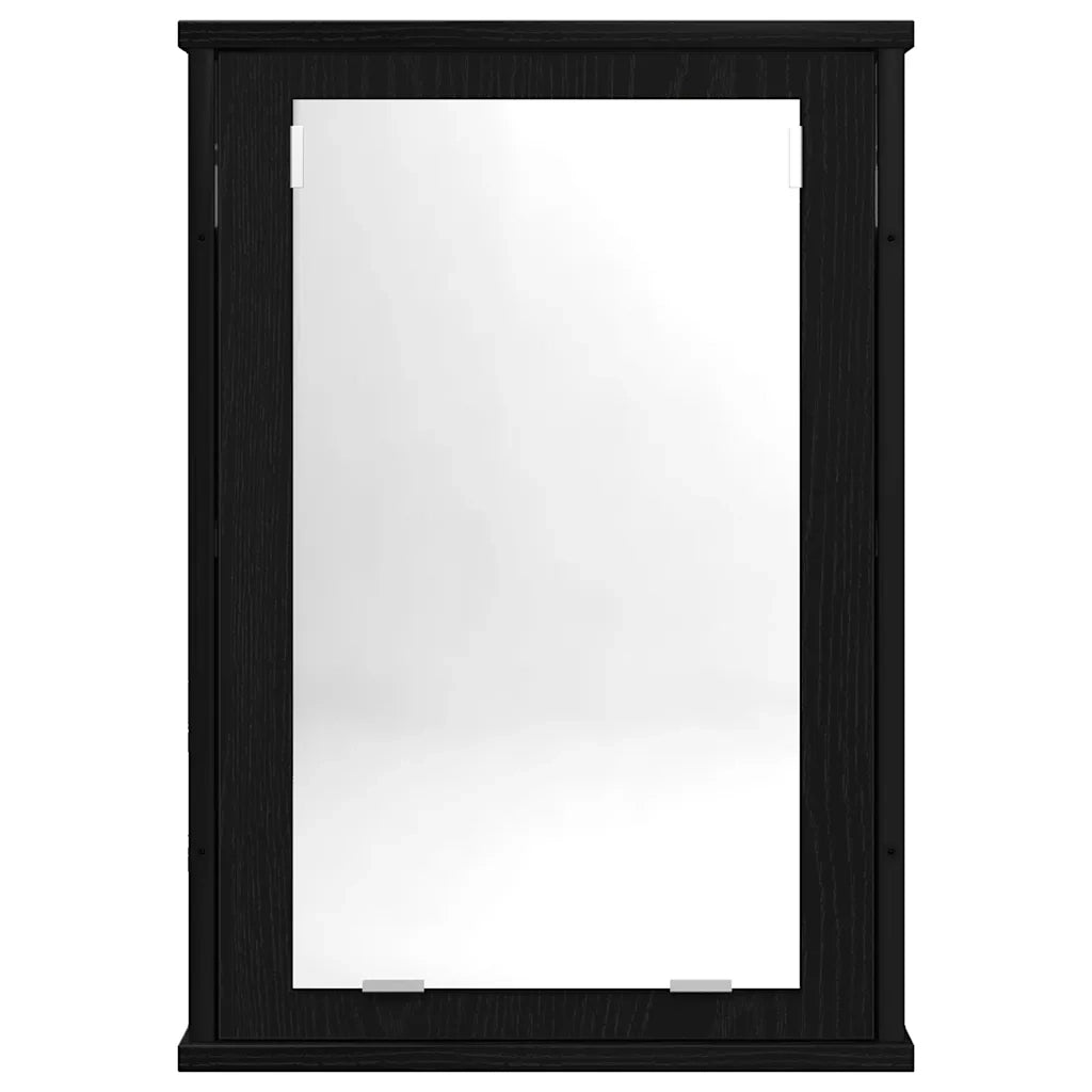 Elegante mobiletto a specchio da parete con pratico vano contenitore 42 x 12 x 60 cm realizzato in legno composito di rovere nero 02_0051851