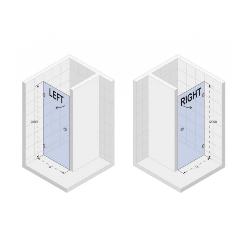 Porta doccia a battente sinistra con cerniere cromate SCANDIC NXT 101 RIHO 80x200 cm