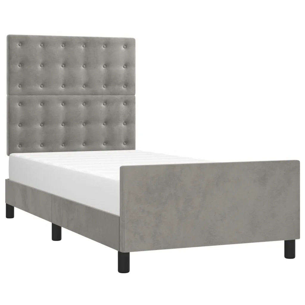 Giroletto senza Materasso-Struttura Letto Grigio Chiaro 90x190 cm Velluto 171138