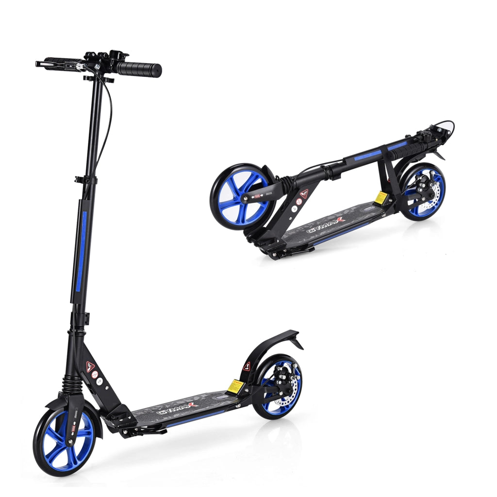 Monopattino pieghevole con manubrio regolabile per bambini, Monopattino con piattaforma di alluminio Blu-Monopattini