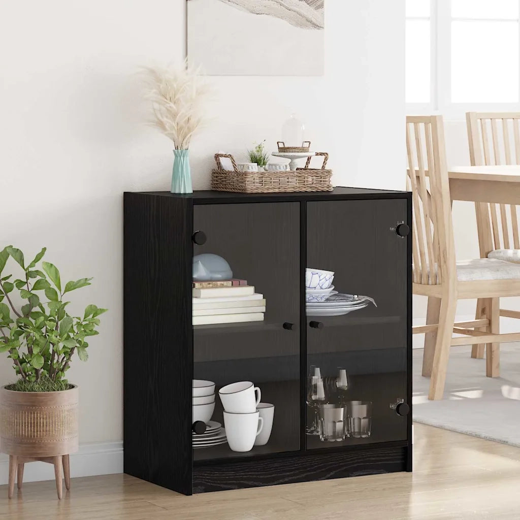 Mobile laterale Rovere Nero 68 x 37 x 75,5 cm Legno multistrato 886248