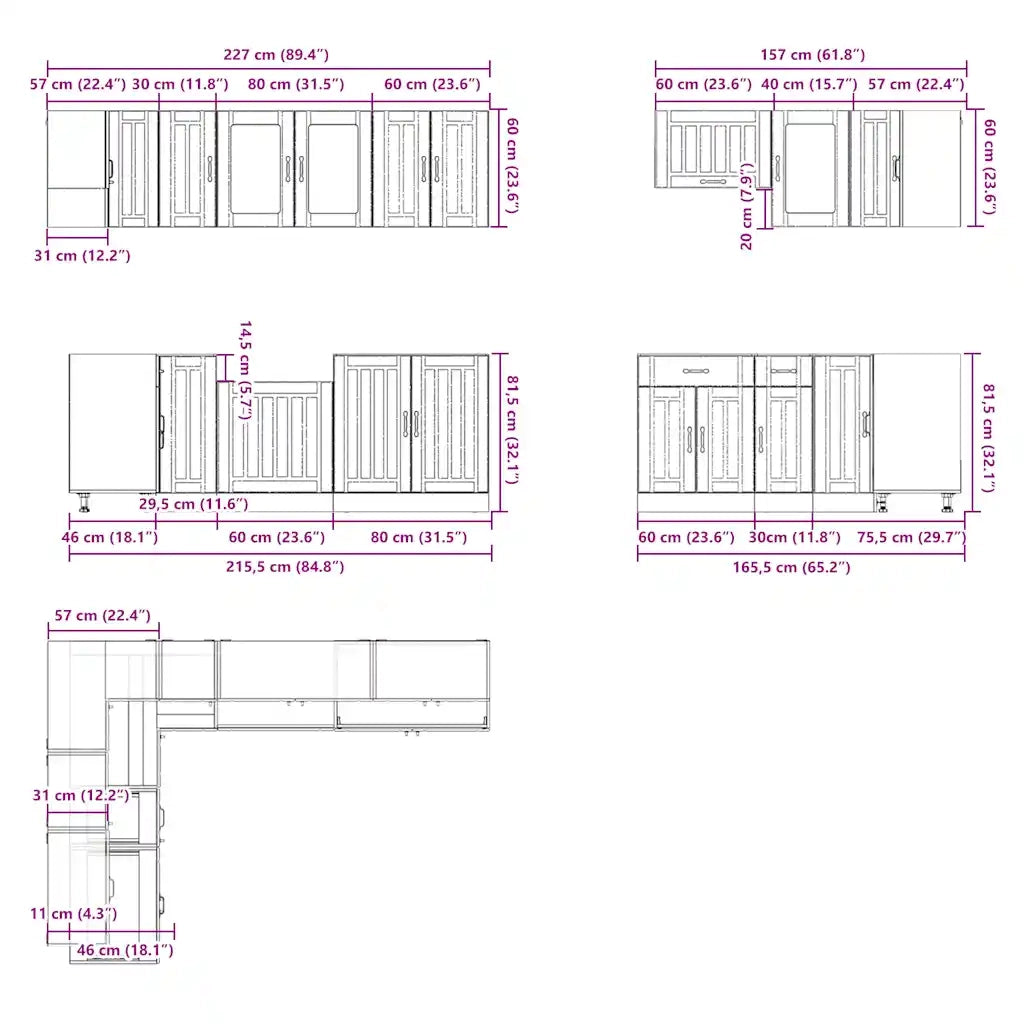 Set Mobili da Cucina 11 pz Lucca Rovere Artigianale Truciolato 3314900