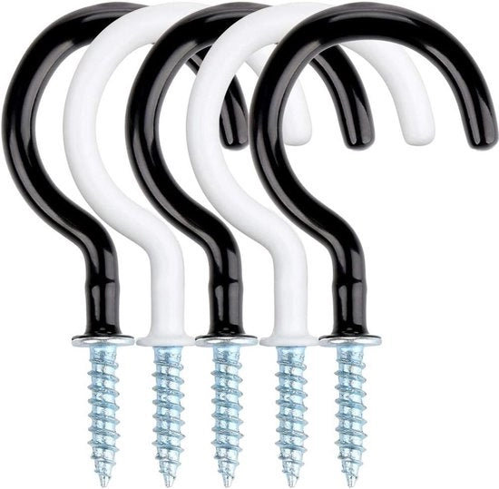 Set di 18 grucce per bicchieri in nero e bianco per contenitore per bicchieri sotto le mensole.