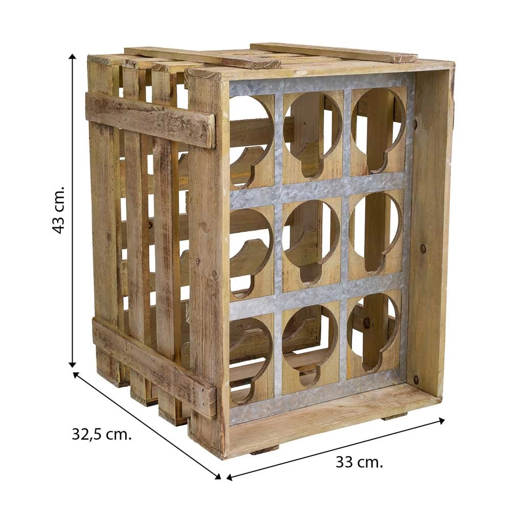Cassetto portabottiglie in legno marrone 33x32,5x43h